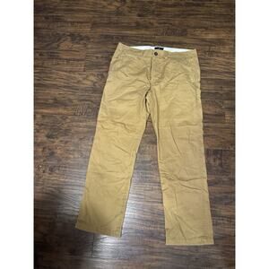 American Eagle Men Khaki Tan Brown Pant Flat Front 34x32 Relaxed Straight Cotton